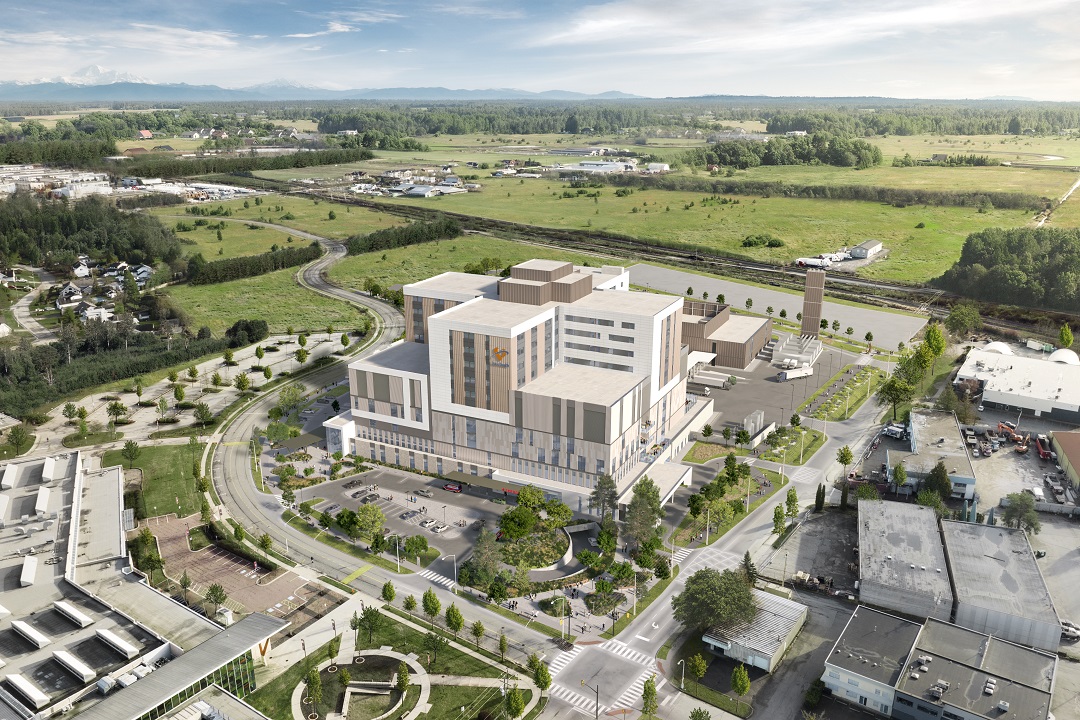 rendering of the new Surrey hospital and BC Cancer Centre