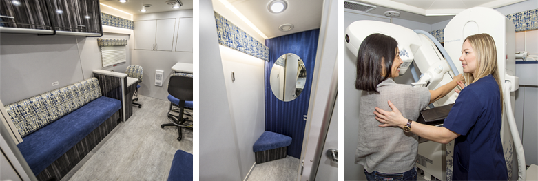 Images of the interior of the mobile mammography coach